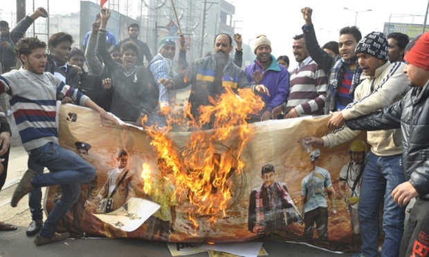 Protesters against the film "PK", make their critical response clear